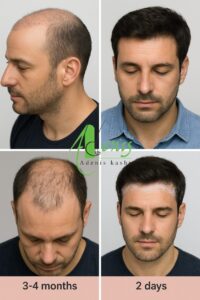  قبل و بعد از کاشت مو با نمایش تراکم طبیعی مو