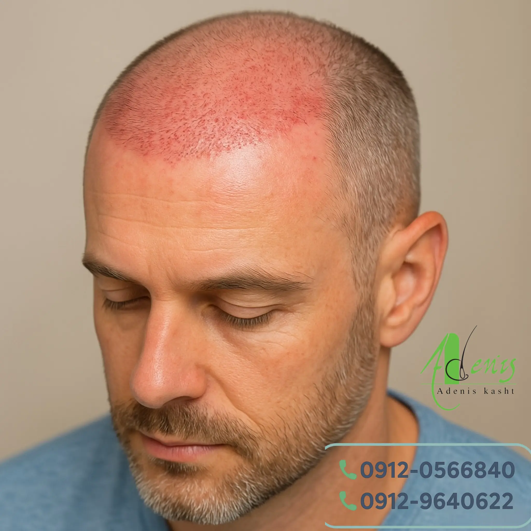 قرمزی و التهاب بعد از کاشت مو