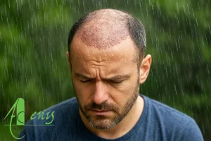 آب باران ریختن روی محل کاشت مو