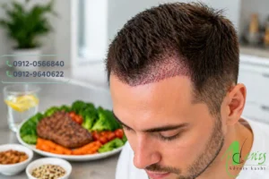 تاثیر تغذیه و مصرف گوشت قرمز بعد از کاشت مو بر ترمیم و رشد فولیکول‌ها