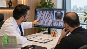 بررسی علت طاسی سر و ارزیابی نواحی کم‌پشت مو