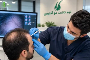 برداشت گرافت با روش FUE از موی بدن برای کاشت مو